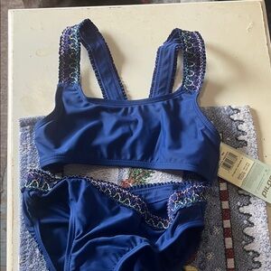 Gottex Kids Bikini in Deep Blue with Colorful Trim